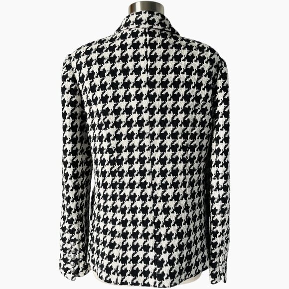 L’Agence Kenzie Houndstooth Blazer Black White Tweed Size 12 - Picture 5 of 9